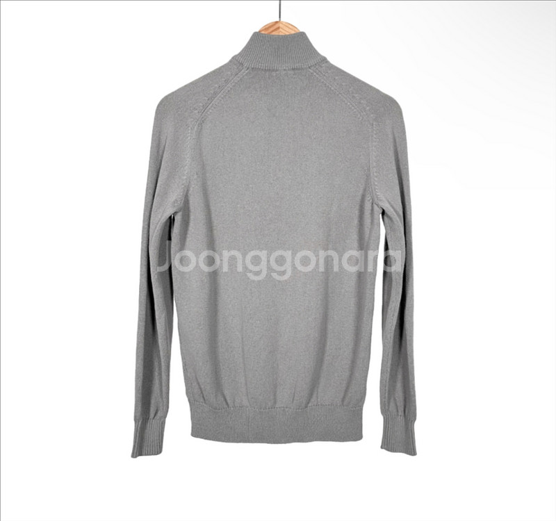 [48] 로로피아나 남성 실크 카라 반집업 하프 집업 니트 티셔츠 그레이--2