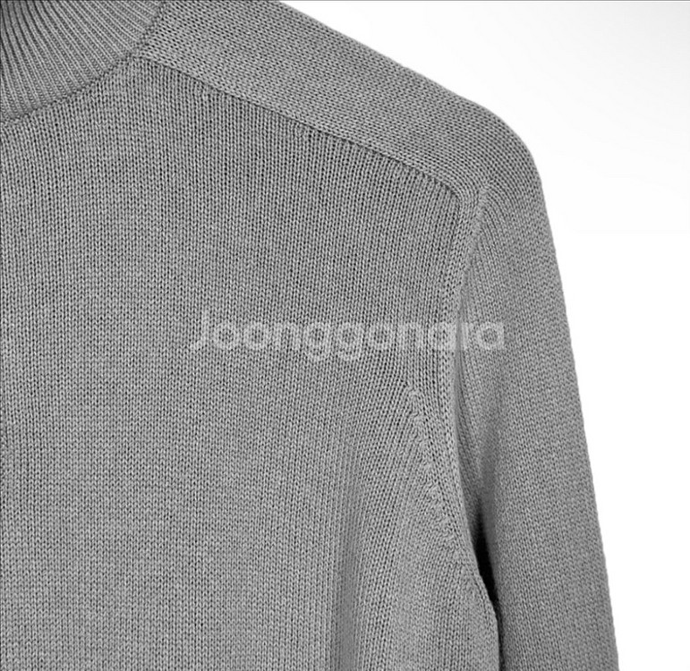 [48] 로로피아나 남성 실크 카라 반집업 하프 집업 니트 티셔츠 그레이--4