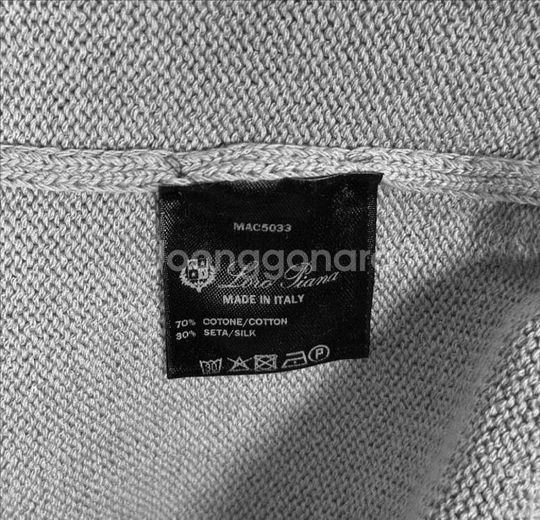 [48] 로로피아나 남성 실크 카라 반집업 하프 집업 니트 티셔츠 그레이--5