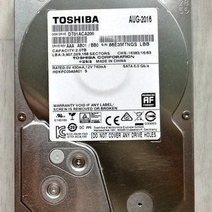2TB TOSHIBA하드(도시바,데스크탑HDD)(택포)