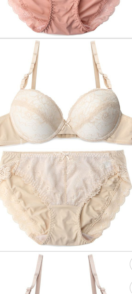 브라운 노와이어 브래지어+팬티 2종 75B--3