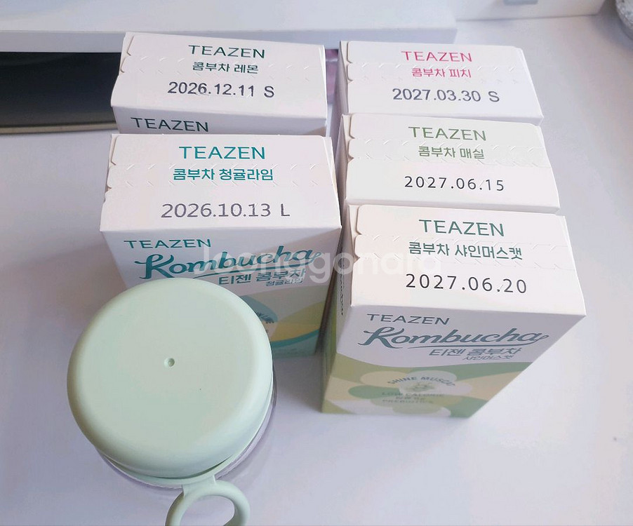 미개봉)티젠콤부차 5가지맛+보틀 매실,청귤,피치,샤인머--1
