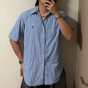 정품 폴로 랄프로렌 블루 스트라이프 반팔 셔츠