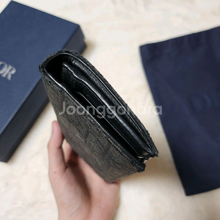 [정품/풀구성]디올 오블리크 버티컬 장지갑 블랙--3