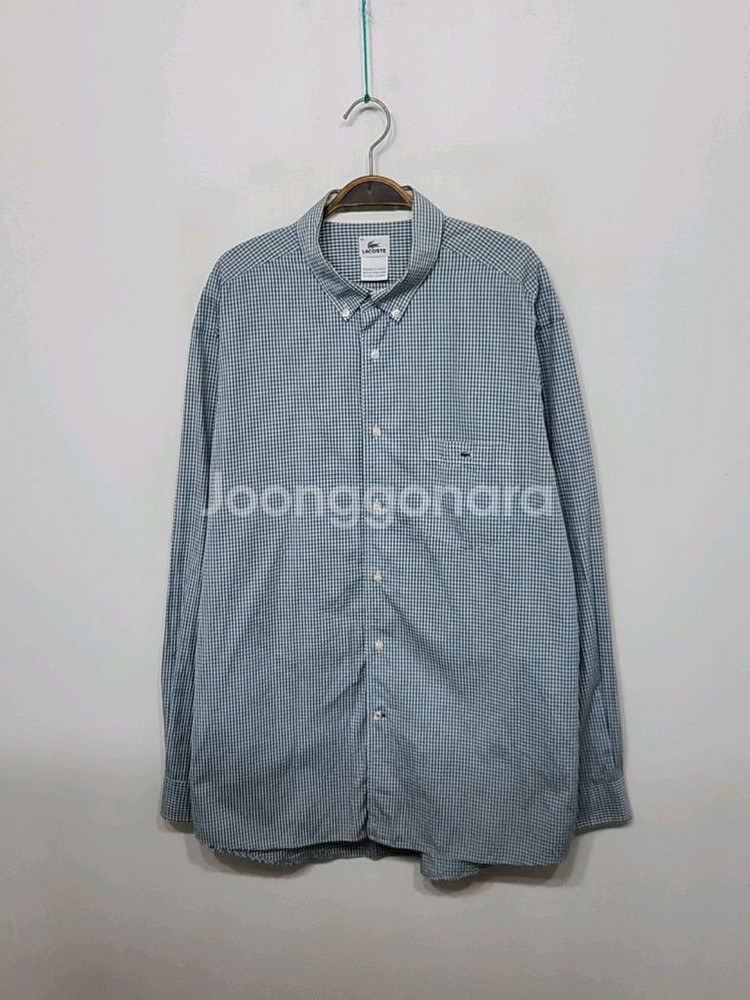 (3XL) 라코스테 체크남방 빅사이즈 셔츠 로고 포켓--0