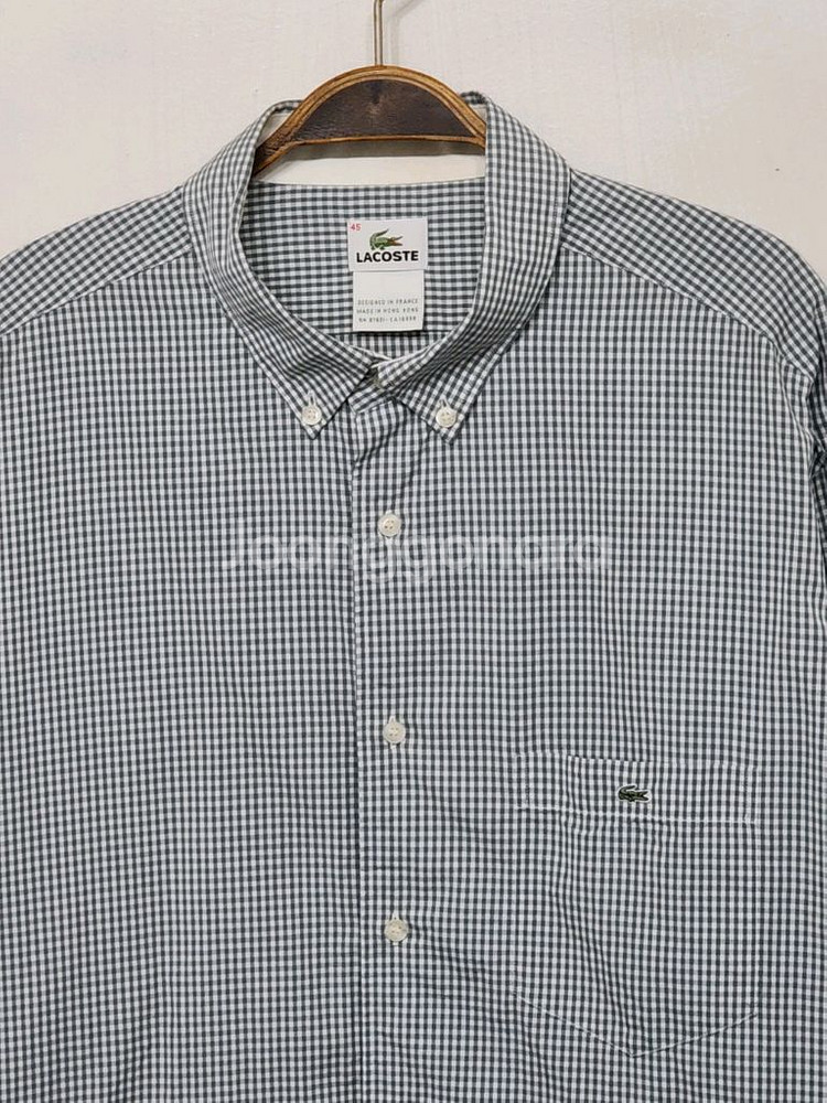 (3XL) 라코스테 체크남방 빅사이즈 셔츠 로고 포켓--1