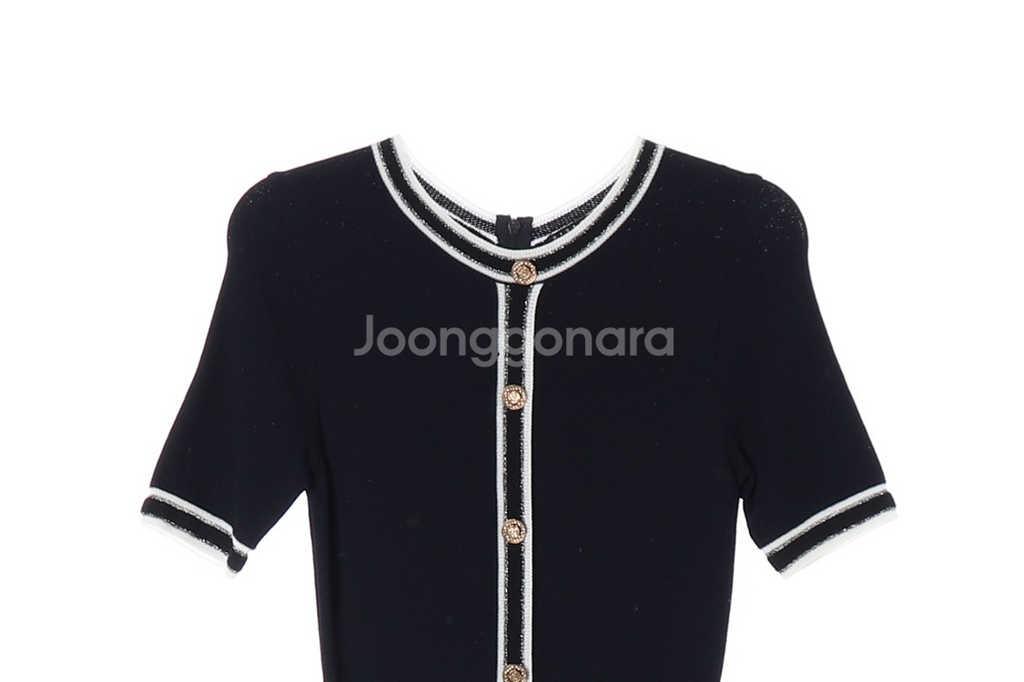 [S]시슬리 트위드 반팔 니트 플리츠 원피스--1