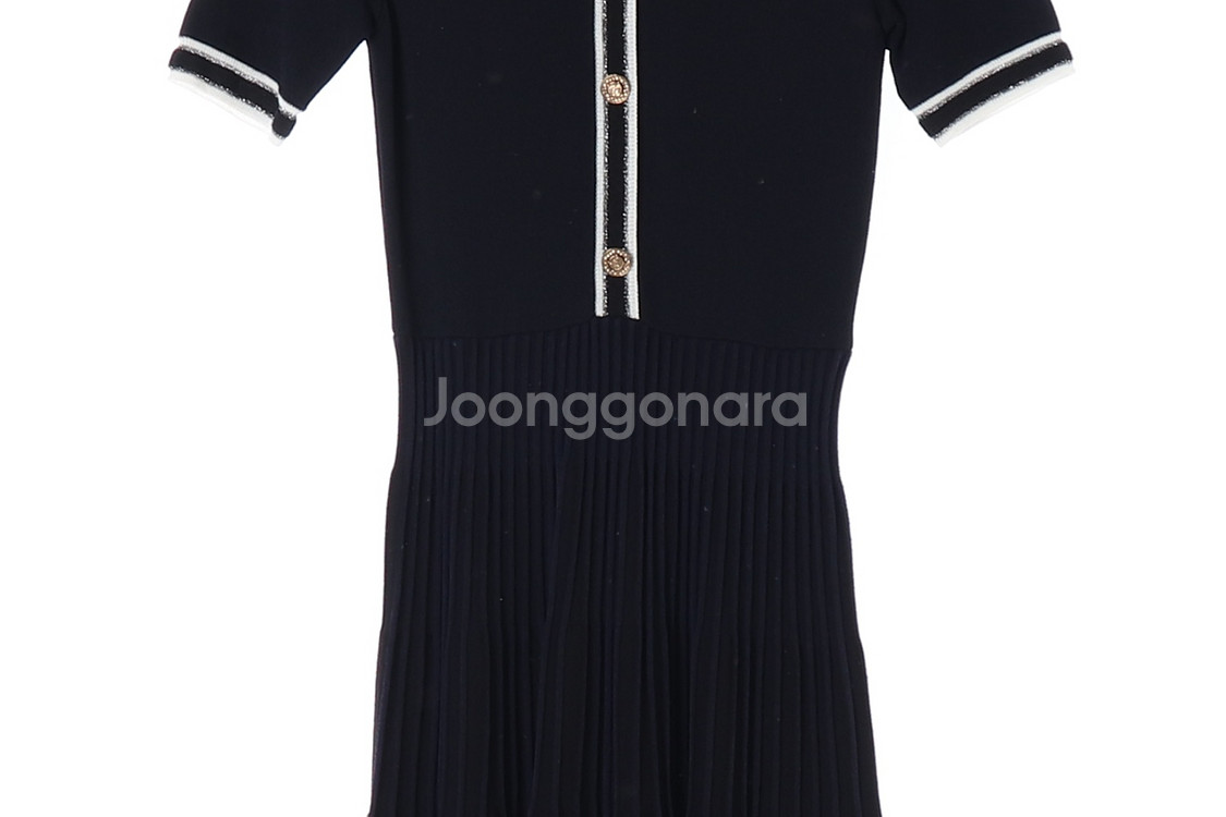 [S]시슬리 트위드 반팔 니트 플리츠 원피스--2