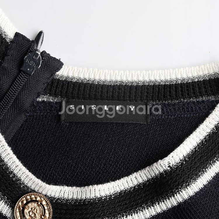 [S]시슬리 트위드 반팔 니트 플리츠 원피스--5