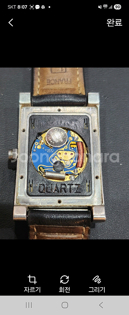 던힐쿼츠 앞면 사파이어 블랙사각 엔틱 남성--3