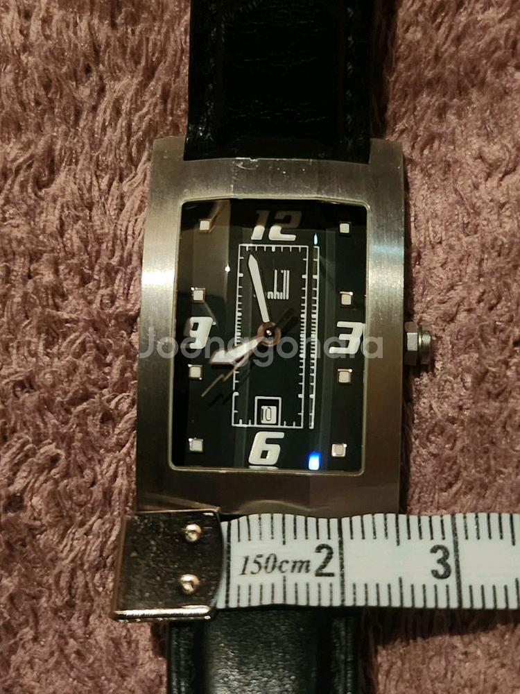 던힐쿼츠 앞면 사파이어 블랙사각 엔틱 남성--4