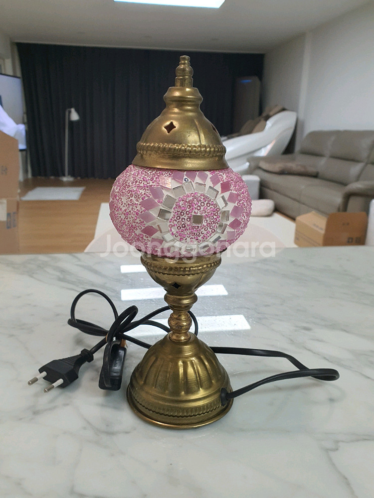 모자이크 터키 테이블 램프 핑크 골드--0