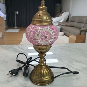 모자이크 터키 테이블 램프 핑크 골드