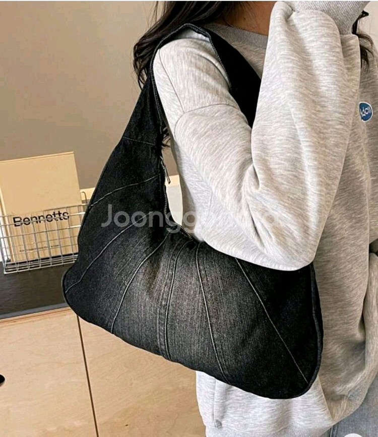 데님 호보백 숄더백--0