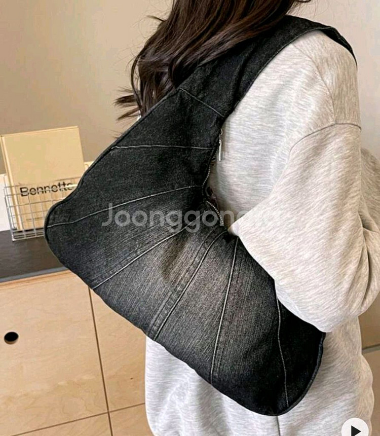 데님 호보백 숄더백--1