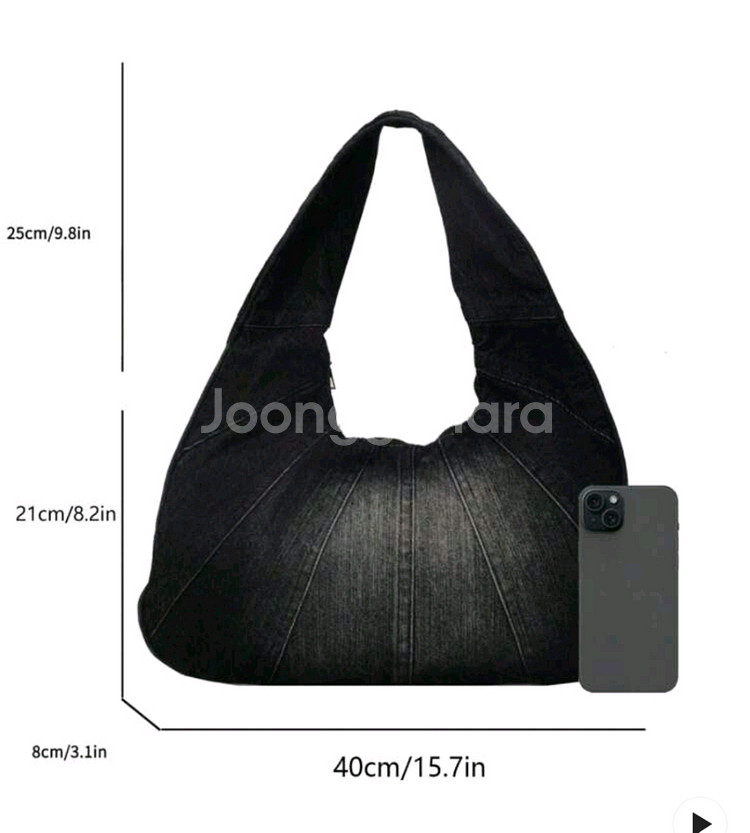 데님 호보백 숄더백--4