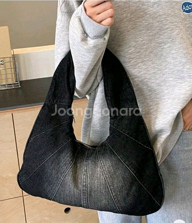 데님 호보백 숄더백--3