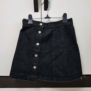 데님 흑청 금장 미니스커트 치마