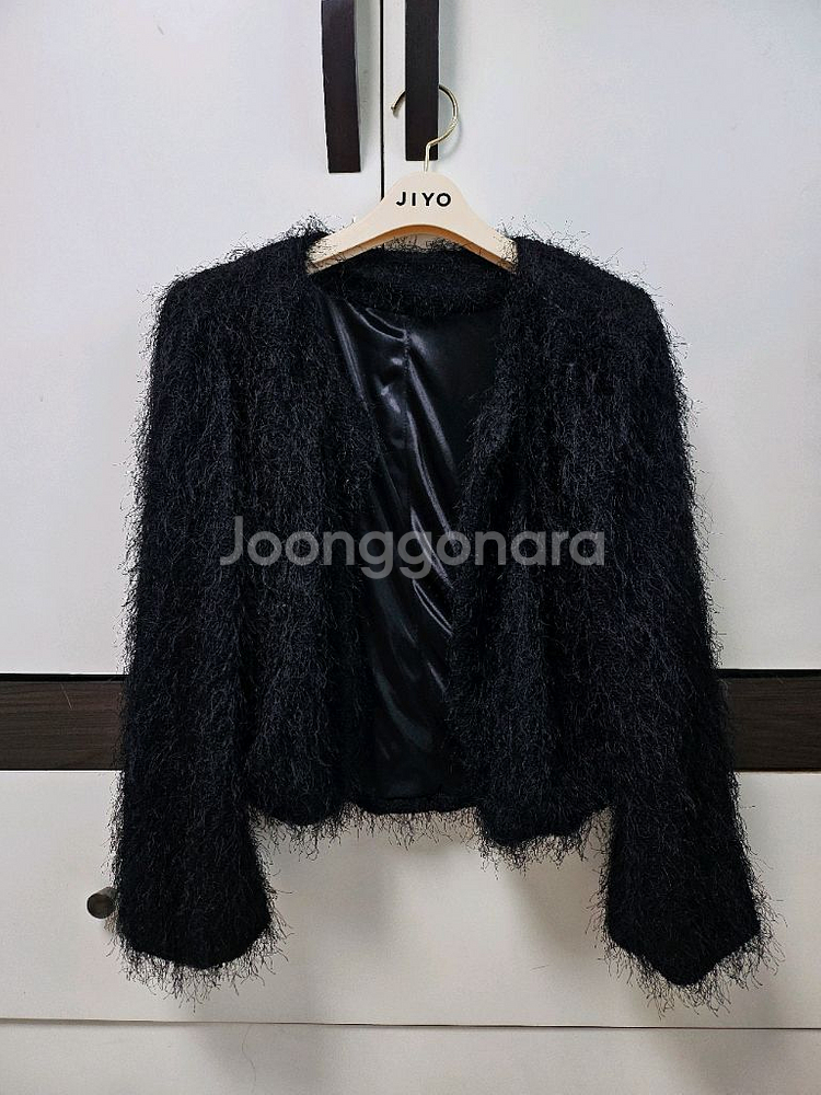 블랙 털 가디건 자켓--0