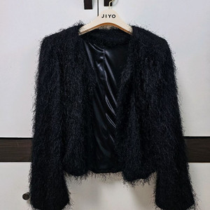 블랙 털 가디건 자켓