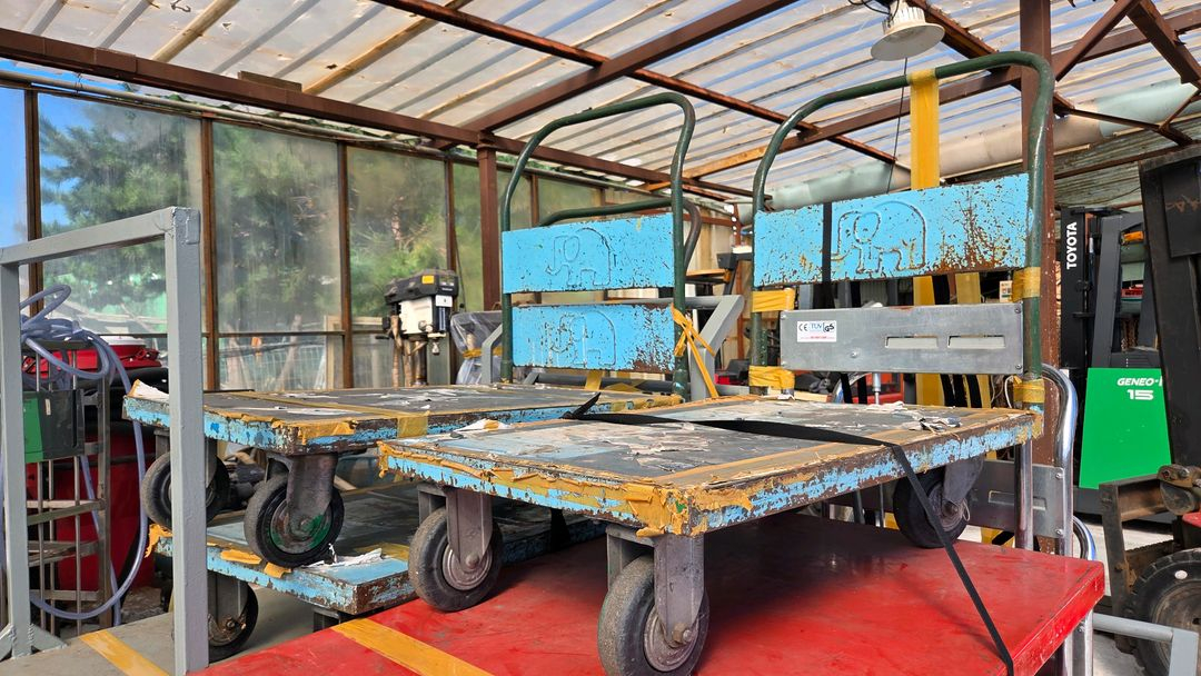 수동 유압식 자동차리프트 대차 수레 적재 이동식 끌차 이미지