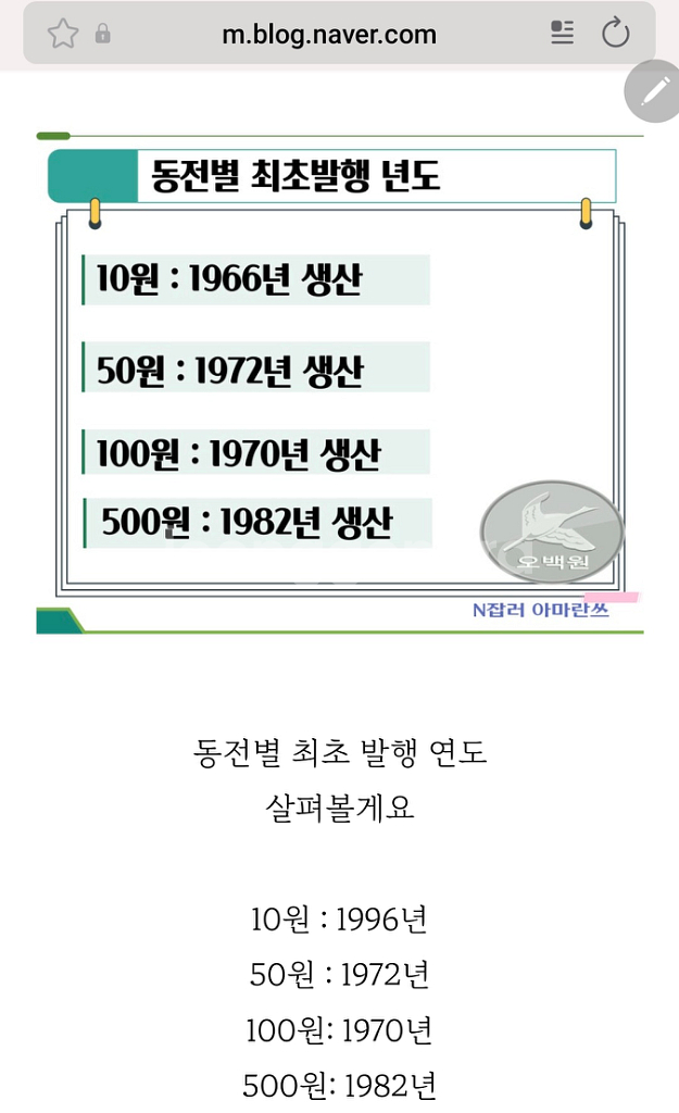 1972년도 최초발행 50원 동전(2개 일괄)--0