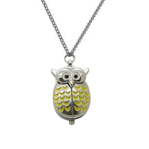 새 은색 노랑색 소형 고급 부엉이 목걸이 회중 시계
