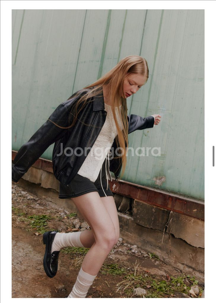 레이브 레더블루종Faux Leather Blouson--1
