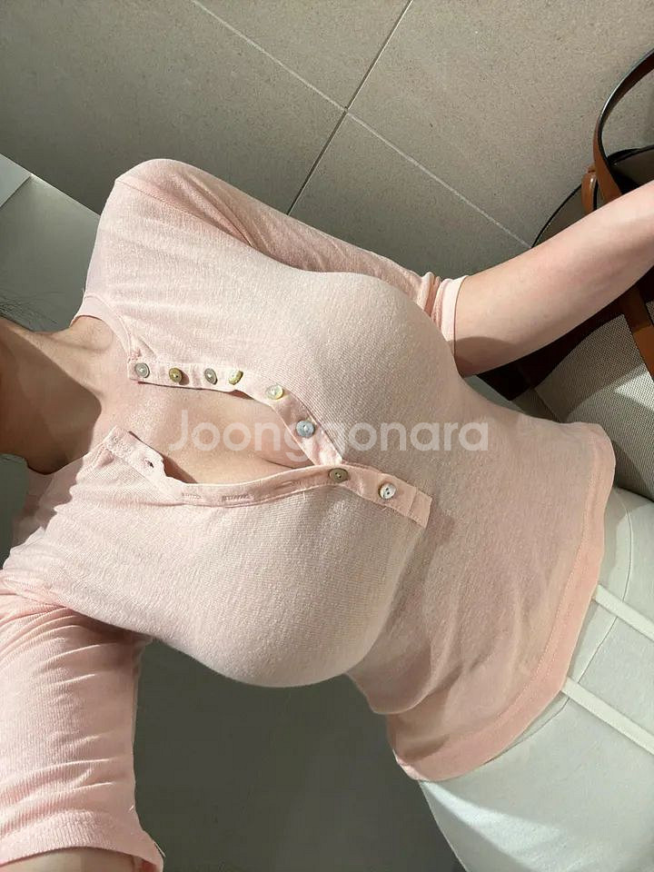 여리 찰떡 반 7부 소매 단작티 섹시티 여리티 프리사이--0