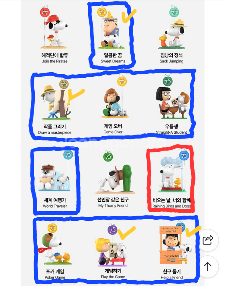 [판매, 교환] 팝마트 스누피 75주년 피규어 피너츠--0