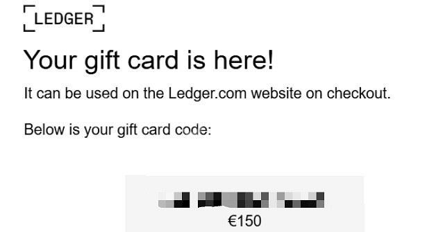 렛저(Ledger) $150 기프트 카드 팝니다.--0