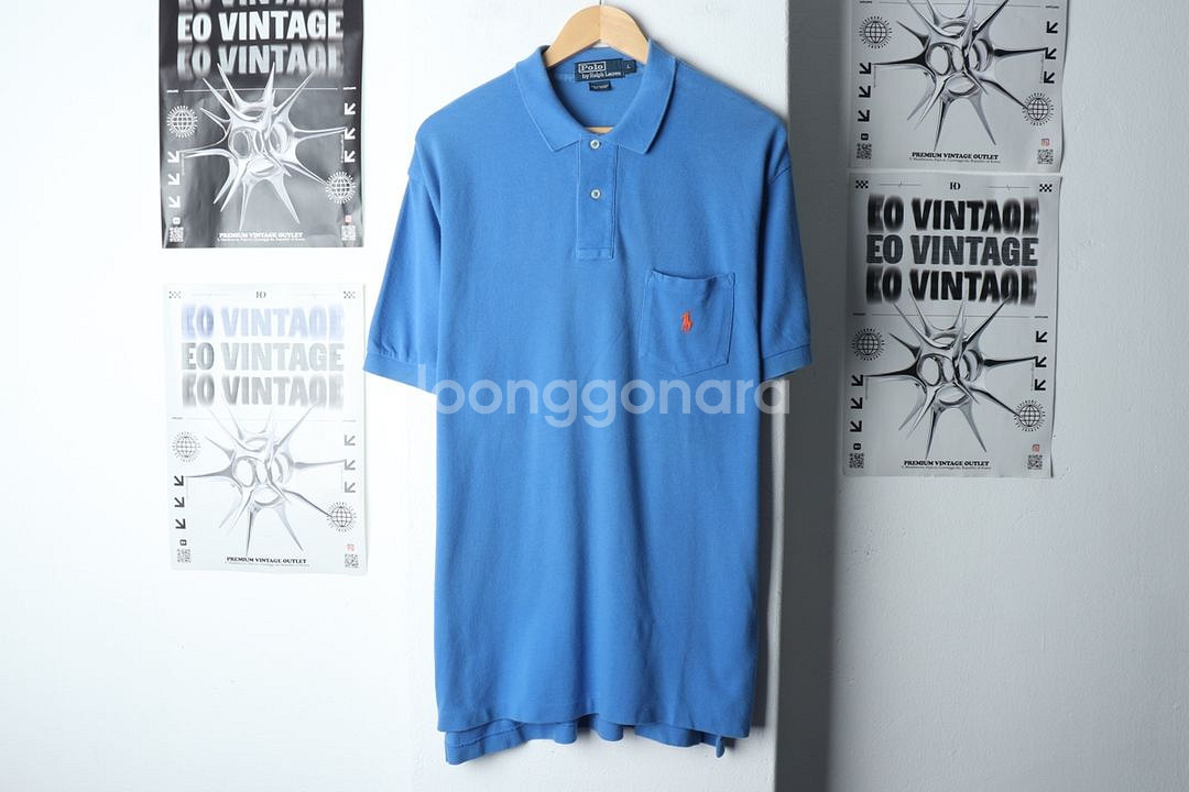 (L-2XL) 폴로 랄프로렌 반팔 카라 티셔츠 블루--1
