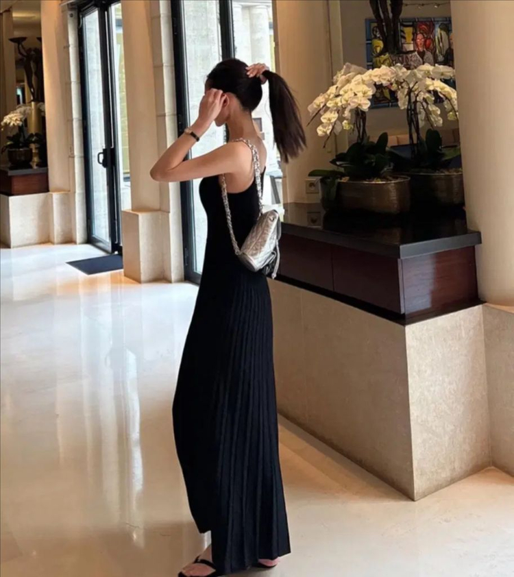 새상품)더로랑 몬테 니트드레스 원피스 블랙 아담--2