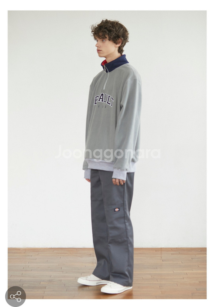 디폴트벨류 뽀글이 아치로고 하프플리스 집업 L(최종할인--3