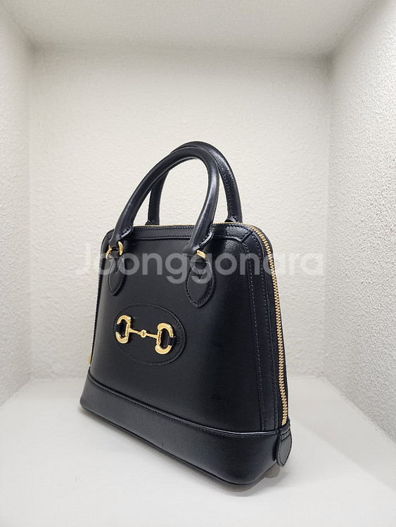 구찌 621220 홀스빗 1955 스몰 탑 핸들백 블랙--1