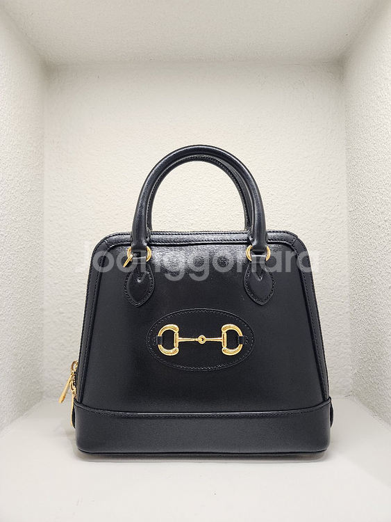 구찌 621220 홀스빗 1955 스몰 탑 핸들백 블랙--0