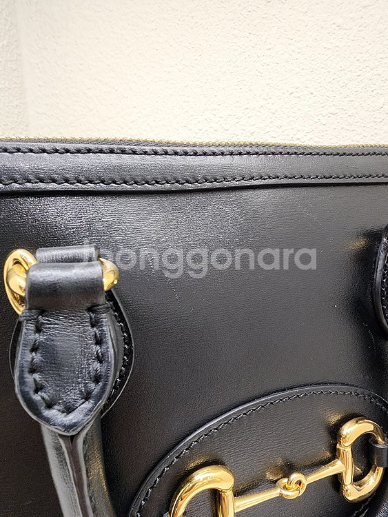 구찌 621220 홀스빗 1955 스몰 탑 핸들백 블랙--3