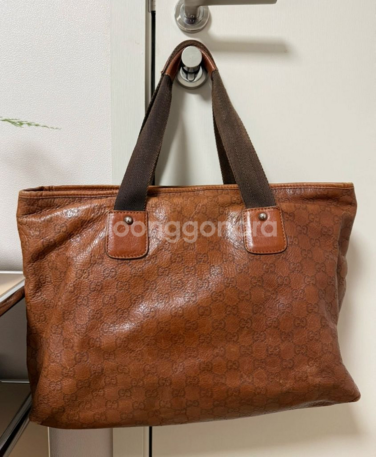 구찌 브라운 크로스 보스턴 토트백--1