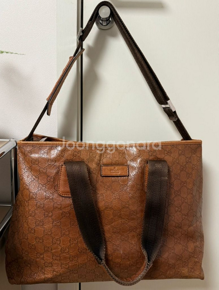 구찌 브라운 크로스 보스턴 토트백--0