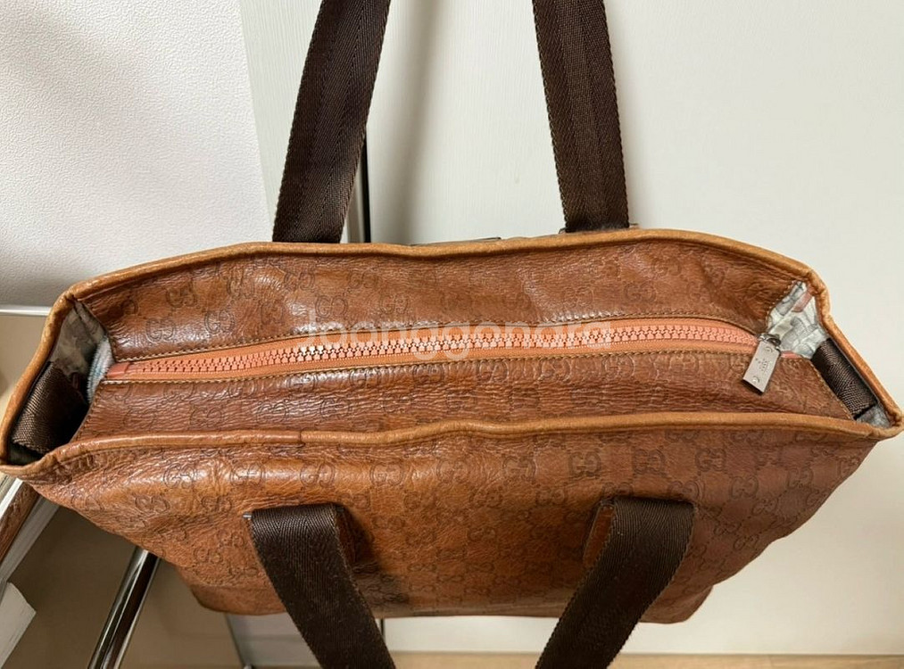 구찌 브라운 크로스 보스턴 토트백--4