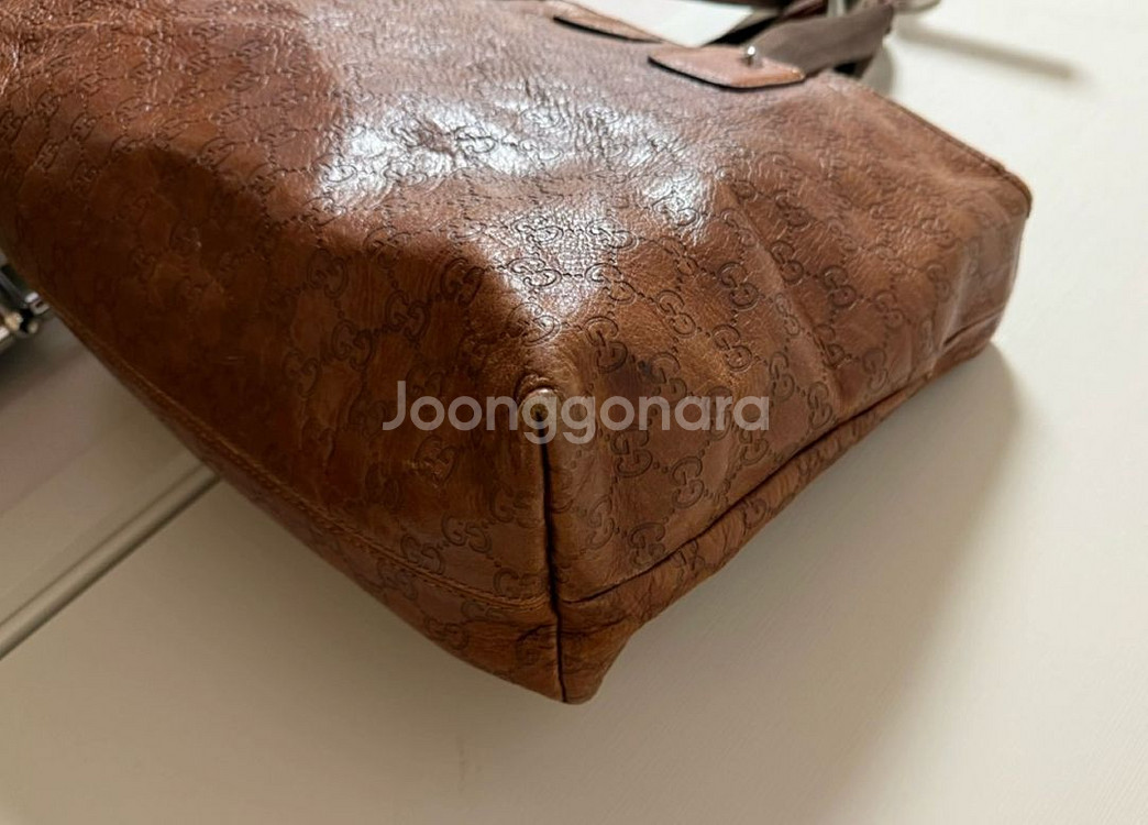 구찌 브라운 크로스 보스턴 토트백--2