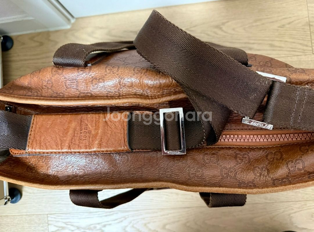 구찌 브라운 크로스 보스턴 토트백--5