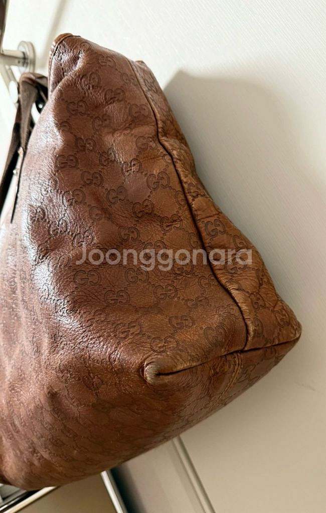 구찌 브라운 크로스 보스턴 토트백--3