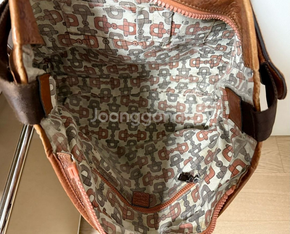 구찌 브라운 크로스 보스턴 토트백--7