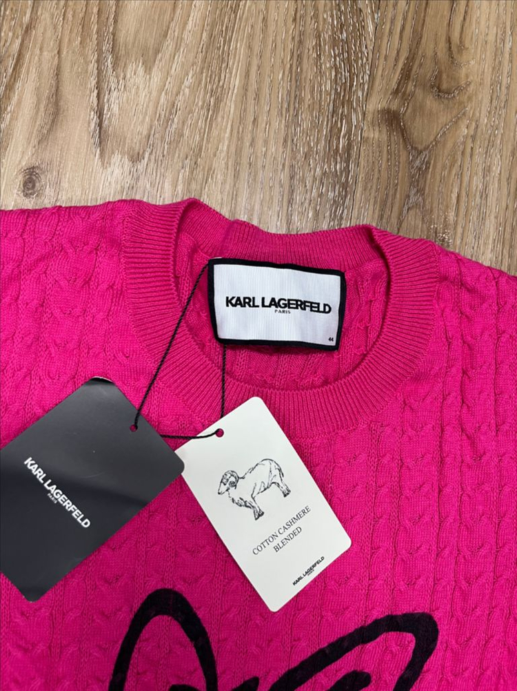 (새상품) 칼 라거펠트 코튼 캐시미어 꽈배기 니트 44 이미지