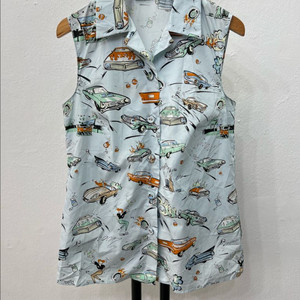 정품) 프라다 자동차 패턴 여성 반팔 셔츠 38