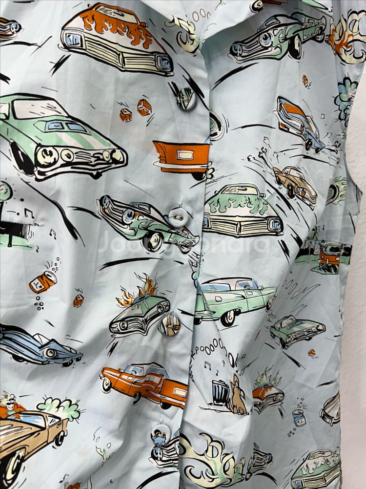 정품) 프라다 자동차 패턴 여성 반팔 셔츠 38--2