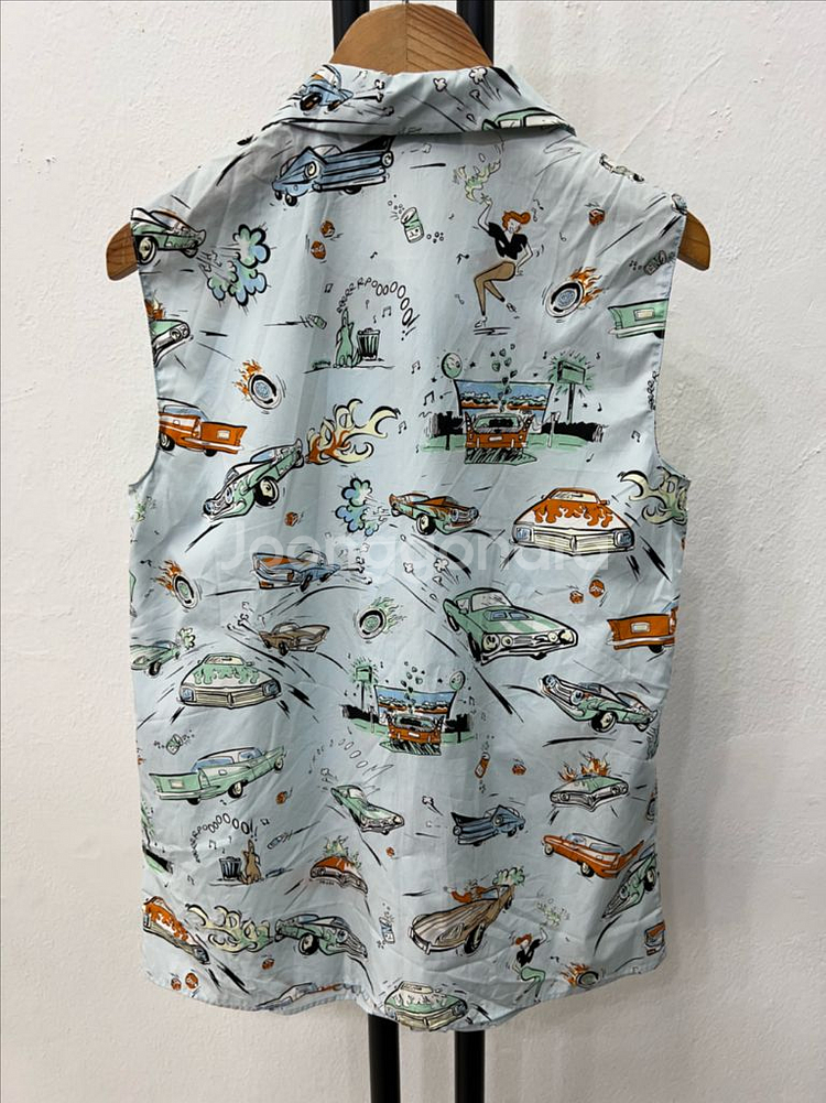 정품) 프라다 자동차 패턴 여성 반팔 셔츠 38--3