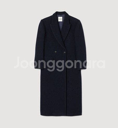 산드로 여성 울 부클레 알파카 더블블레스트 롱코트--2