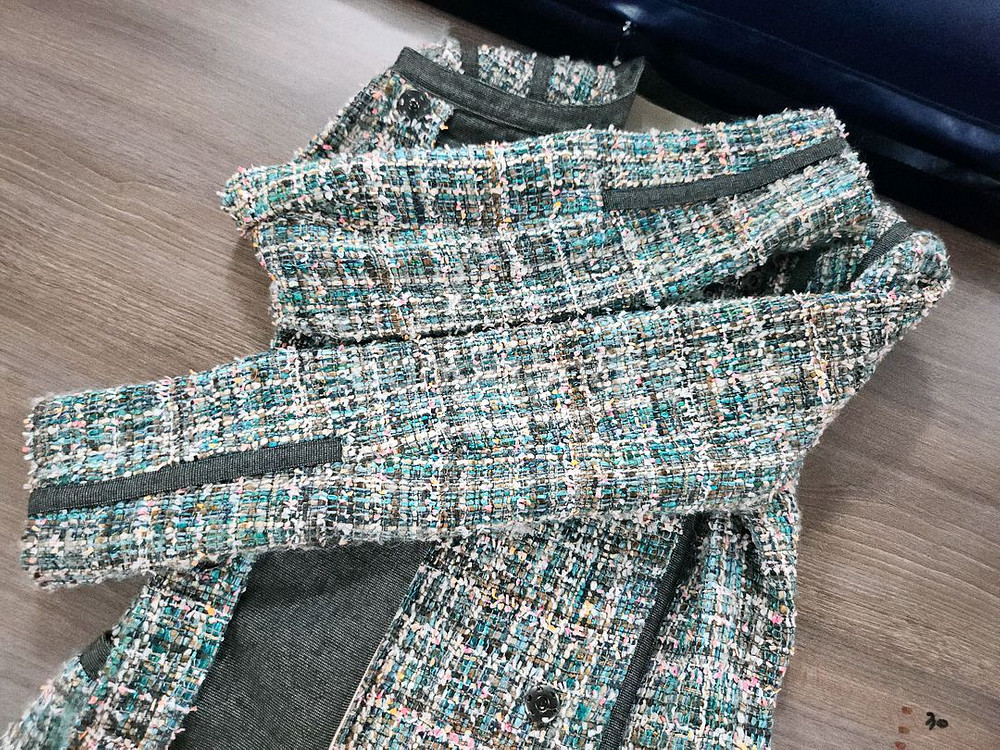 미샤 트위드 롱 자켓 코트 스타일 85--3